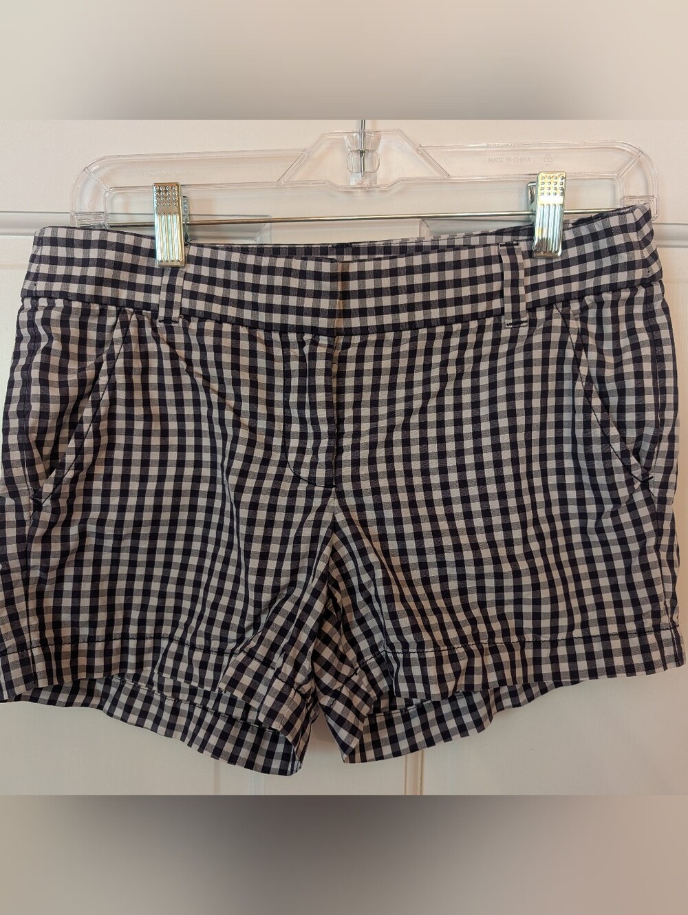 J. Crew Gingham Dark Blue and White Check Women’s Preppy Cotton Shorts Sz 4